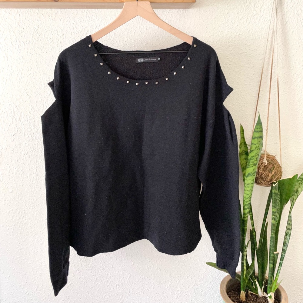 JET John Eshaya studded cold shoulder sweatshirt